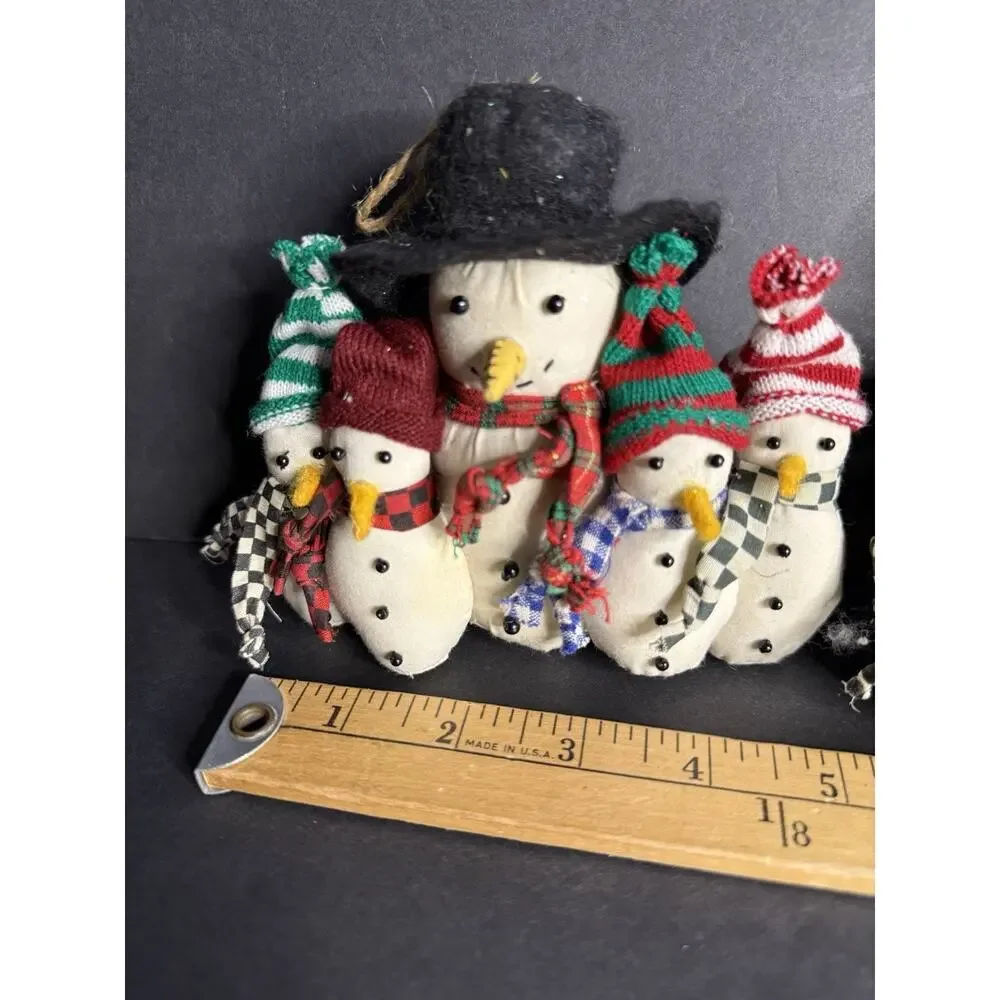 Country Snowman Christmas Ornament Set (2) Hanging Holiday Decor Farmhouse